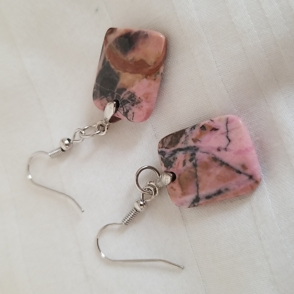 •STRAY• rhodonite in quartz + silver earrings main image 1